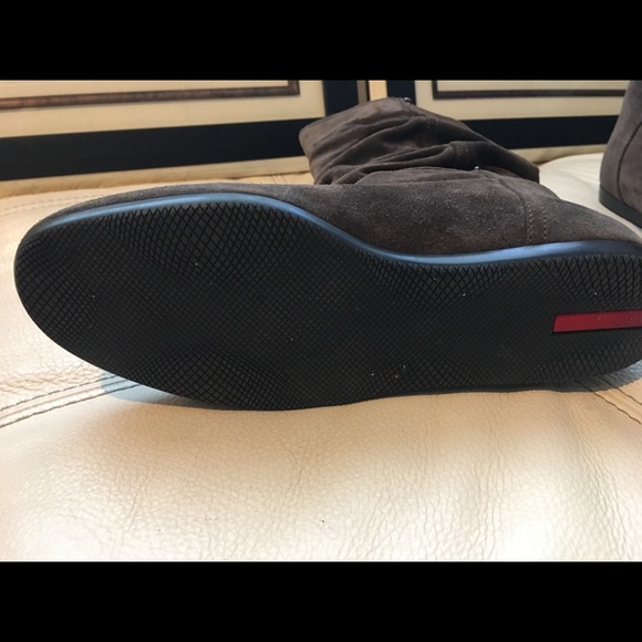 Prada Sport Brown Suede Mid Calf Boot size 37 1/2 - Picture 6 of 9